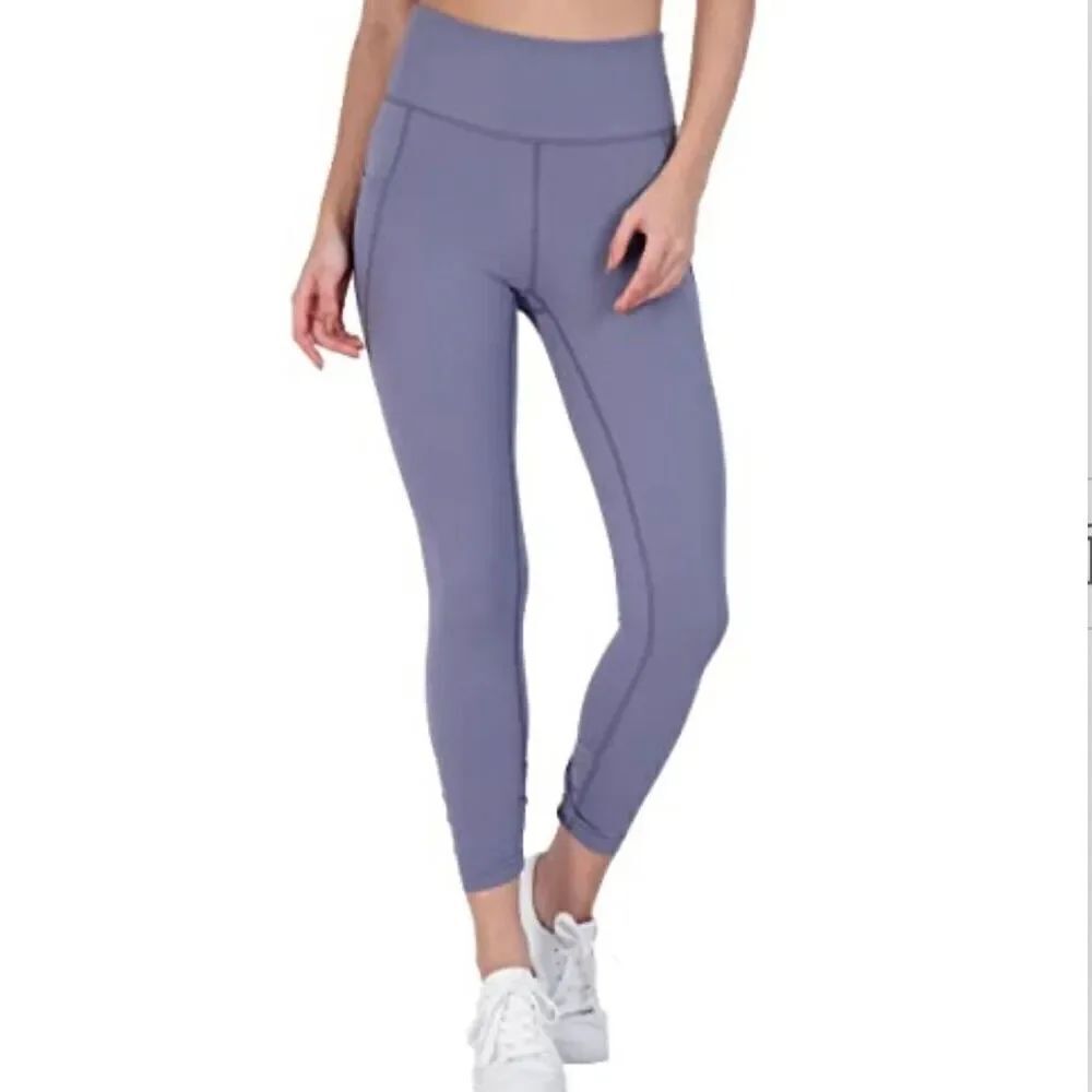 New Free People Womens Solid Wave Rider Leggings Blue Granite Size L